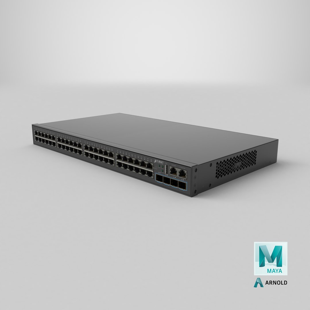 Network Switch Planet 48 Ports model https://p.turbosquid.com/ts-thumb/9P/wT76QI/dl/stemcell_maya_arnold_render/png/1717944850/1920x1080/fit_q87/b46f3972e7cdcfc7ab436c45955fba23d2a78130/stemcell_maya_arnold_render.jpg