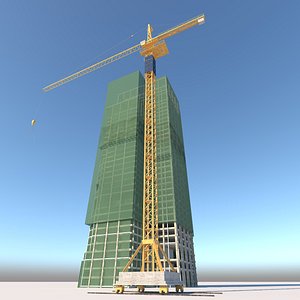 Buildings under construction construction sites construction scaffolding tower cranes 3D model