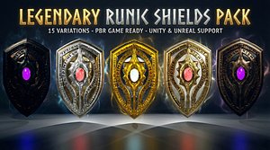 Legendary Runic Shields RunicKeepe Pack - PBR Game Ready Assets 3D