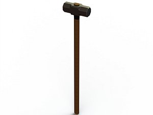 3D Sledge Hammer with Wooden Handle model