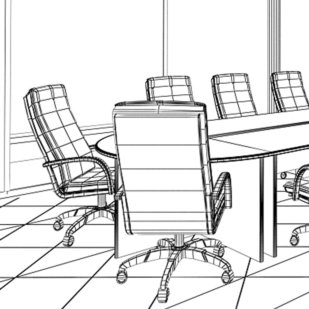 office table chairs 3d model