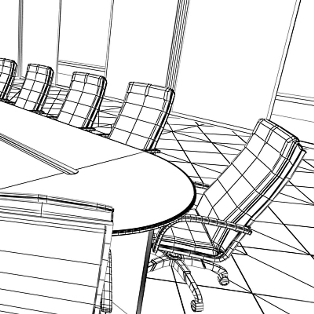 office table chairs 3d model
