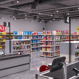 3D model supermarket store shopping