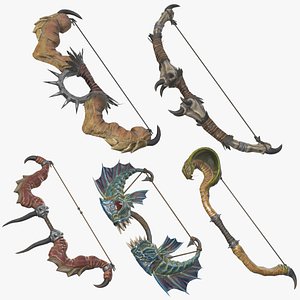 3D Fantasy RPG Monster Hunter Weapons - Bow Longbow Recurve Compound Yumi Trainer Lightbow Heavybow model