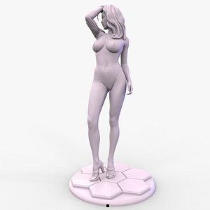 3D Sci fi Cyber Girl Character Cybrog Figurine  3D Print Model