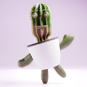 Cute cactus character 3D model