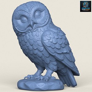 3D Owl Bird Sculpture Print Ready 3D Model