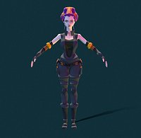 Midpoly Cyberpunk Female Character