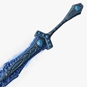 Stylized ice sword  Game-ready Print-ready Created based on unused concept art 3D model