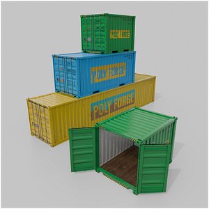 Shipping Containers Set - Customizable with Interior and Exterior model