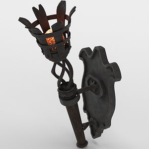 Medieval torch burning  and Holder