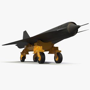 Stealth Drone Lockheed D-21 on Ground Trolley 3D model