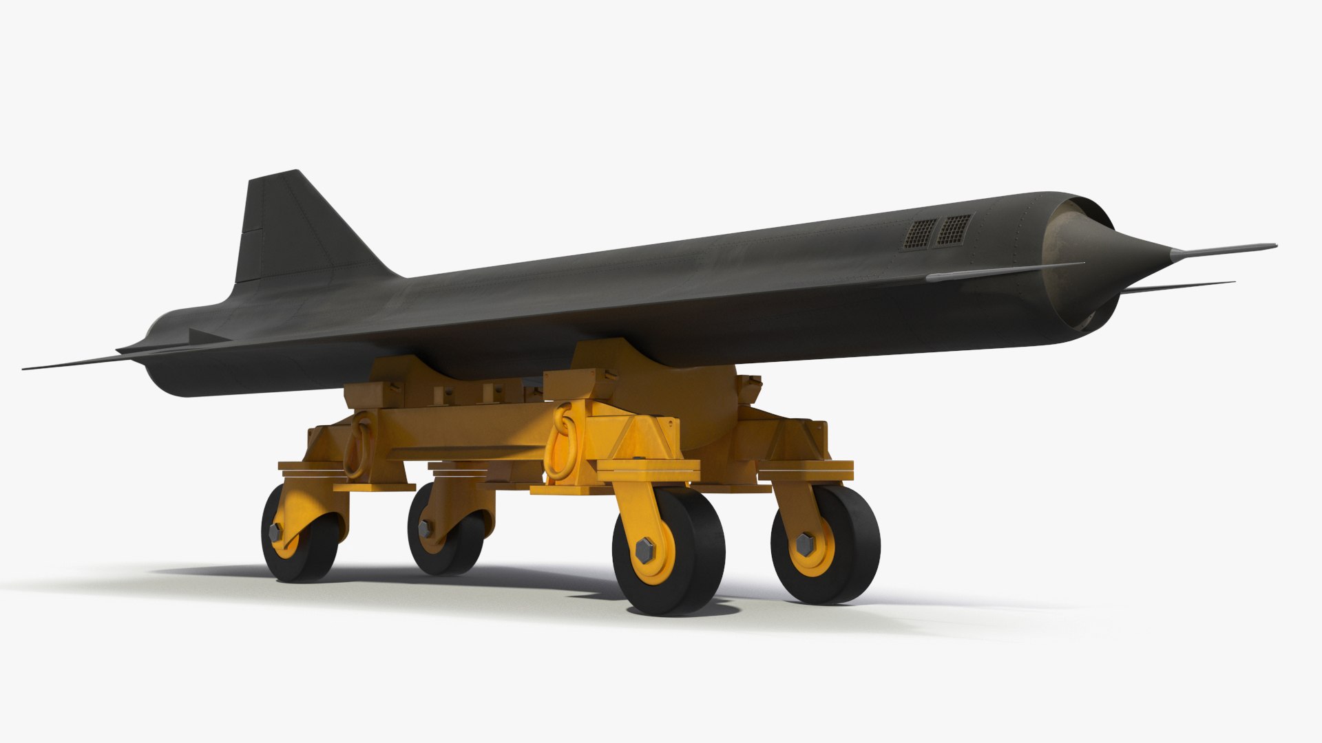 Stealth Drone Lockheed D-21 on Ground Trolley 3D model preview