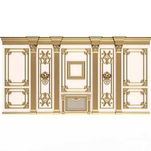 3D Boiserie Classic Wall with Mouldings 010 White