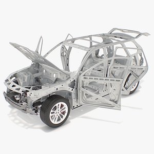 SUV Car Frame Structure with Chassis Rigged for Cinema 4D