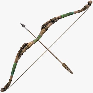 3D model Medieval Wooden Bow Arms Archer Knight Armory