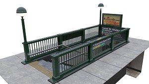 Subway Entrance - New York Subway Station 3D
