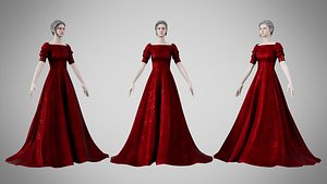 Dress 50 Burgundy Velvet With Design