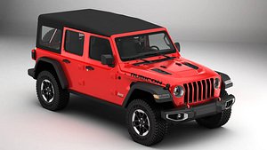 3D Jeep Wrangler Rubicon 4 Door 2018 model