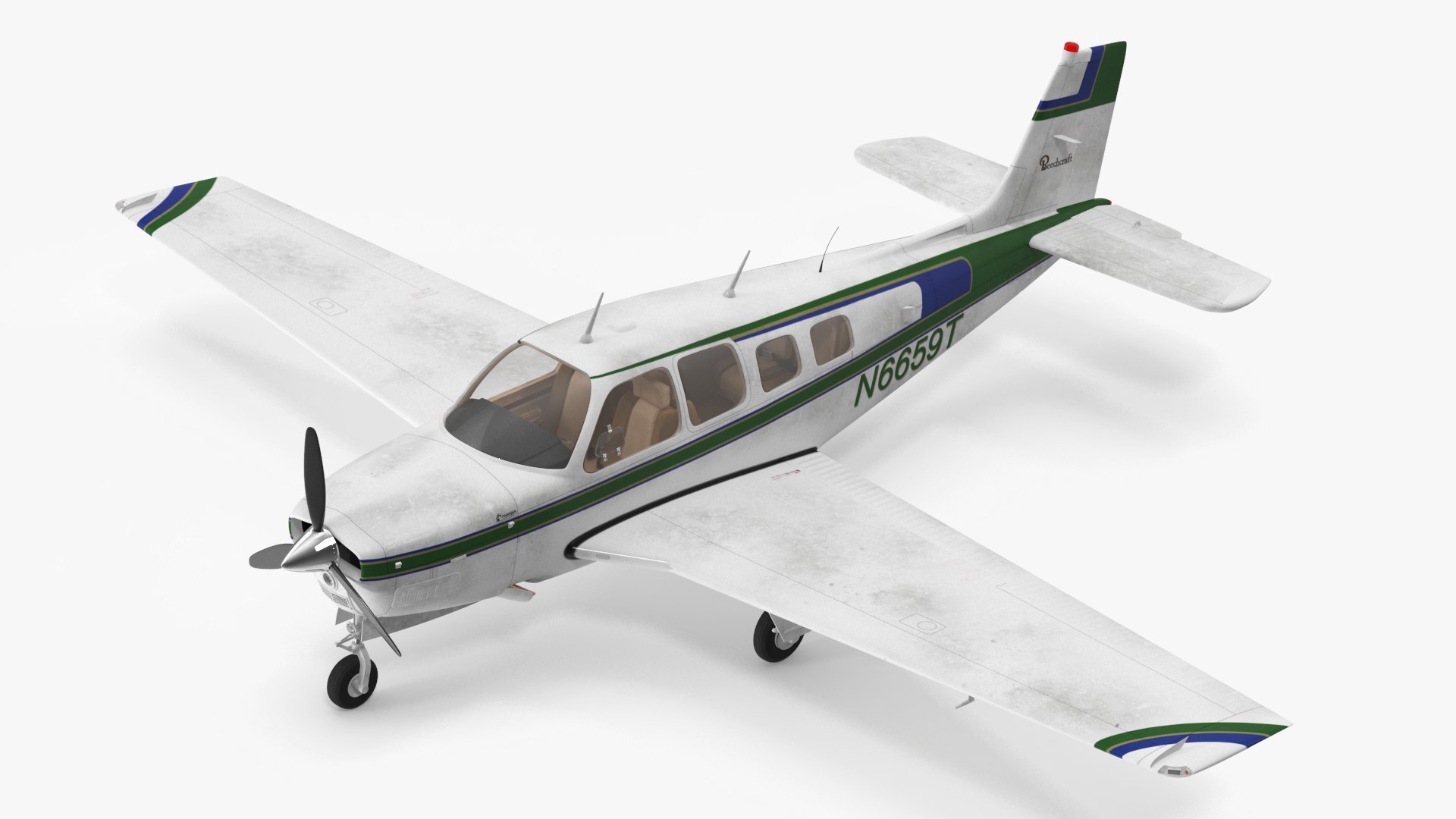 Light Aircraft Beechcraft Bonanza Rigged for Cinema 4D 3D model preview