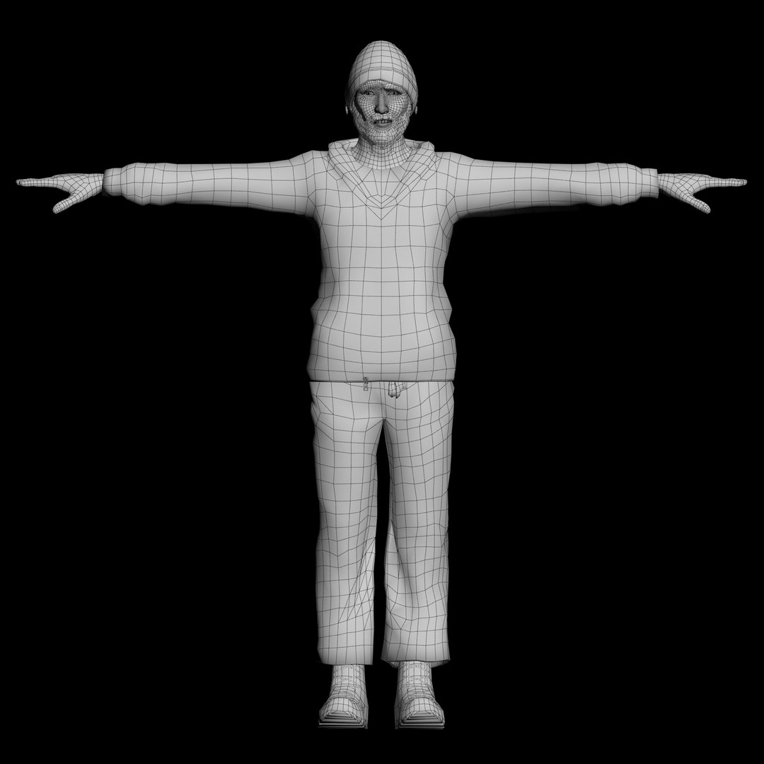 Homeless Hobo Man 3d Model