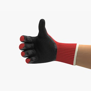Hands in Red Safety Gloves Rigged for Cinema 4D