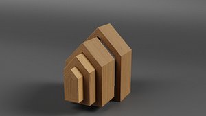 3D model Four Houses Wooden Decoration by Mad Lab