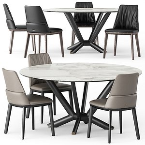 3D model Belinda chair and Planer Round Keramik table