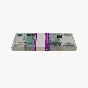 Bank Bundle of 1000 Russian Roubles Banknotes with Original Bank Ribbon