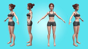 3D Karlota - Female Base Mesh - Cartoon Character model