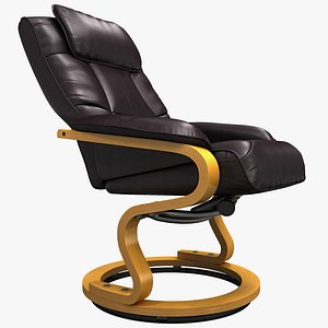 3d model of leather recliner swiveling wood