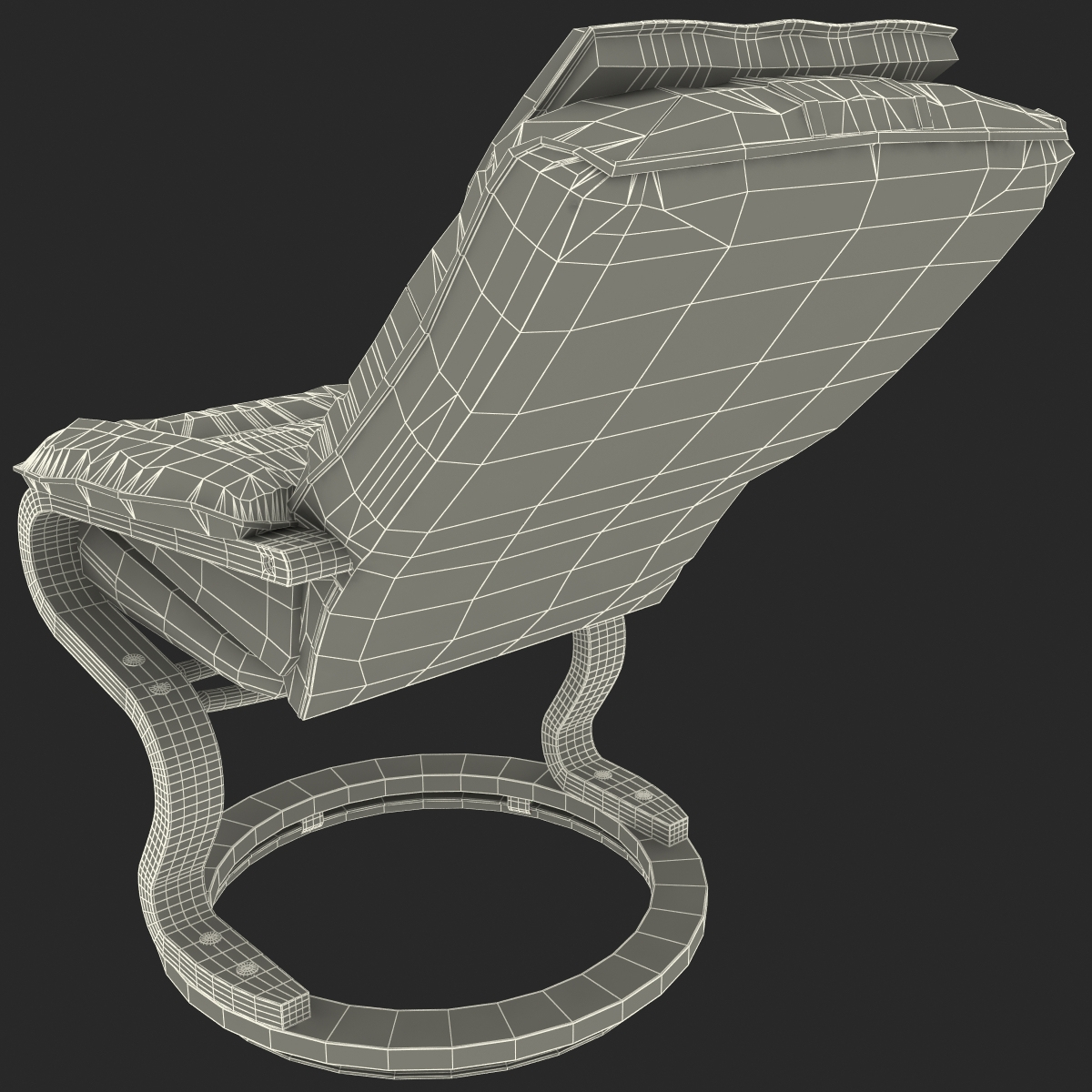 3d model of leather recliner swiveling wood