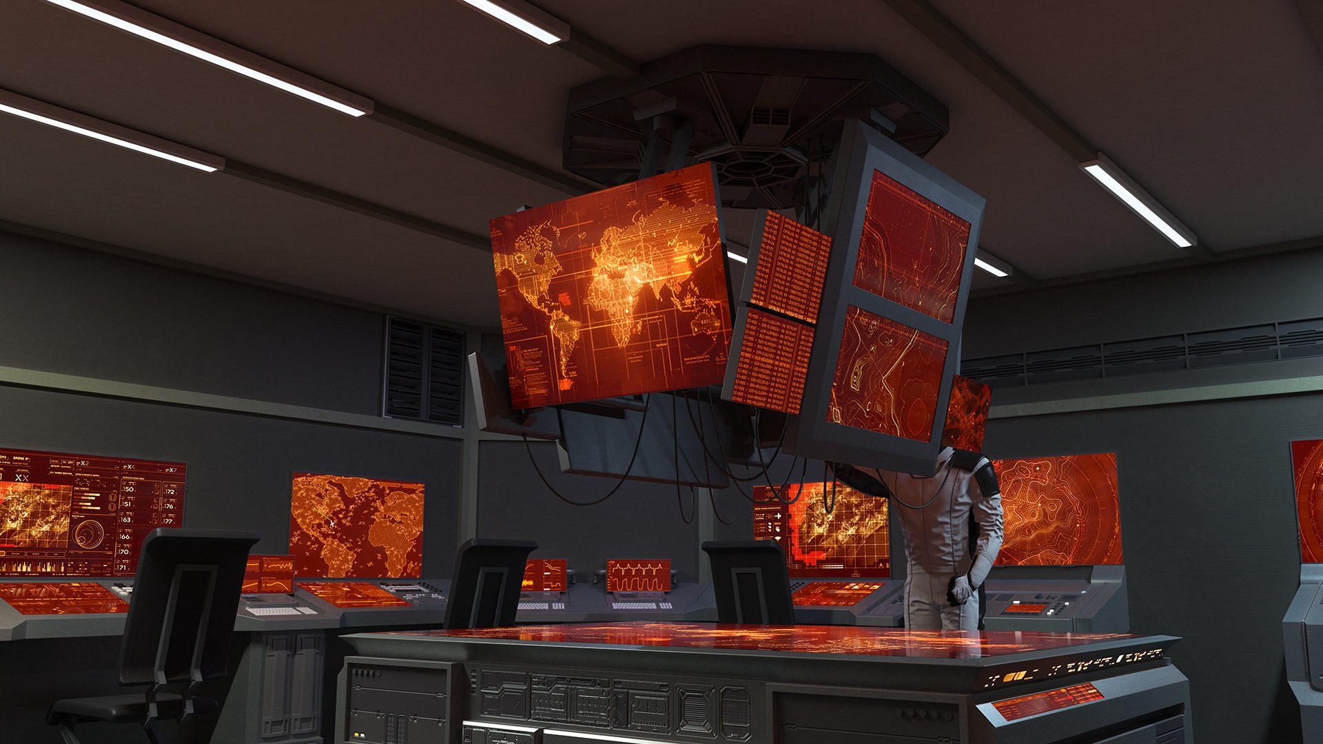3D Command Room With Operators Red - TurboSquid 2258832