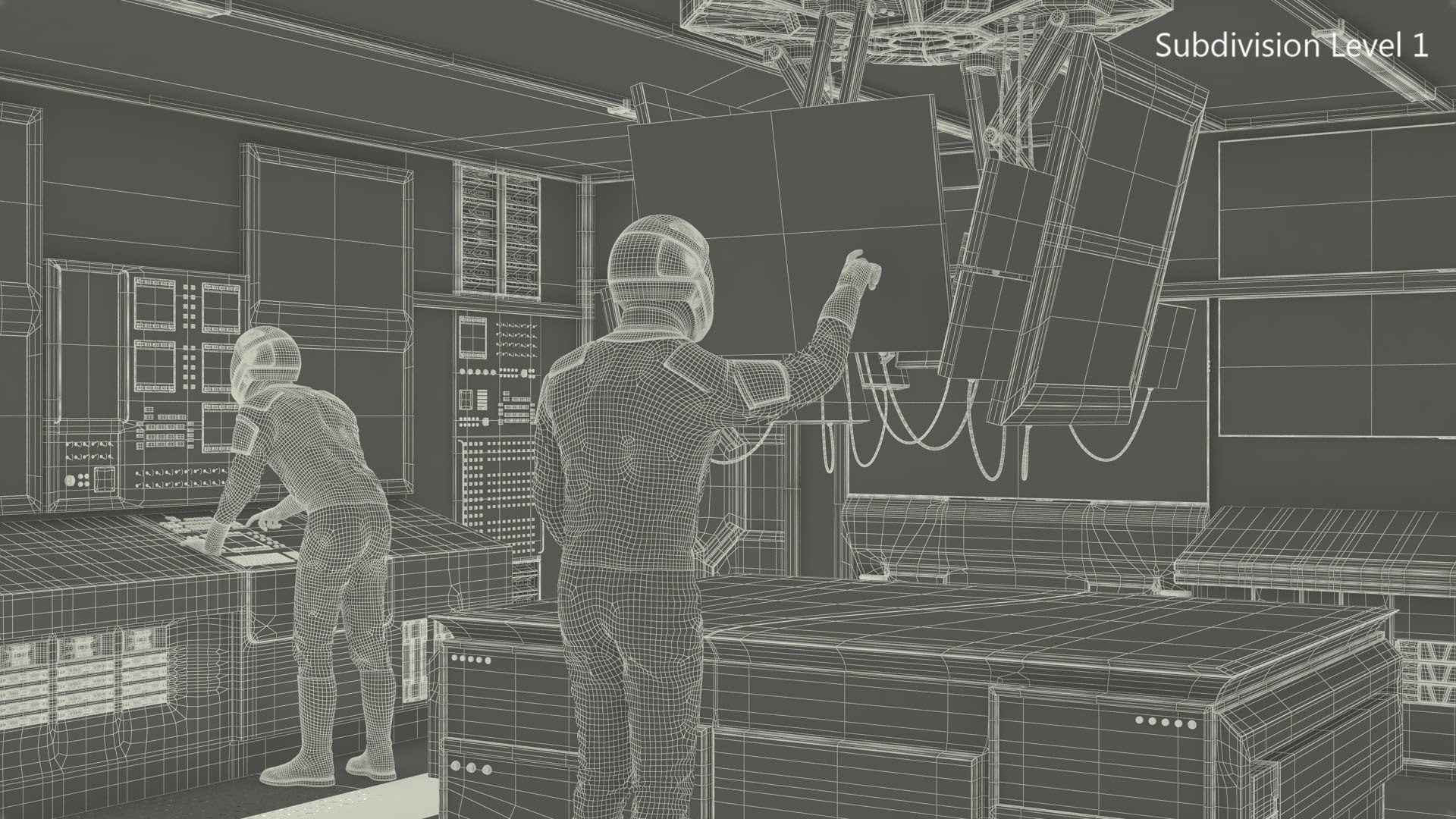 3D Command Room With Operators Red - TurboSquid 2258832
