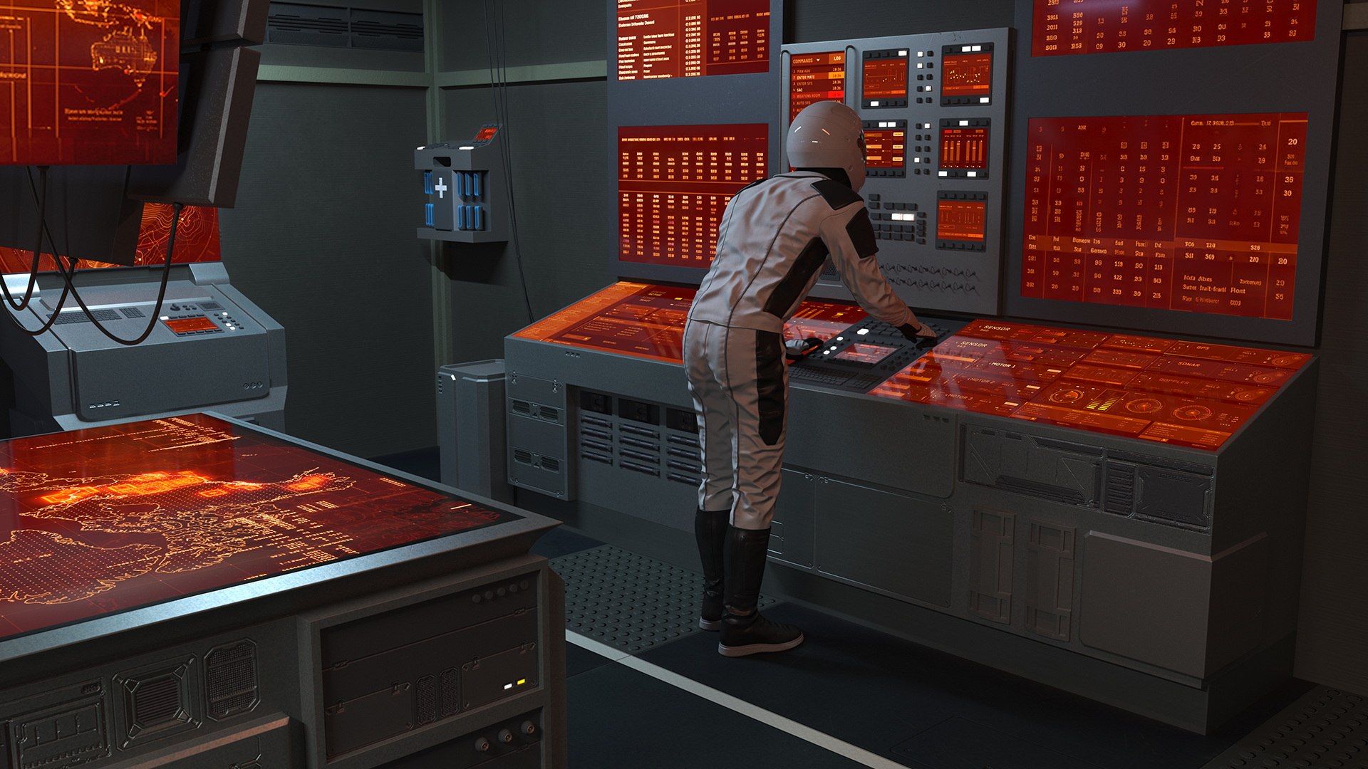 3D Command Room With Operators Red - TurboSquid 2258832
