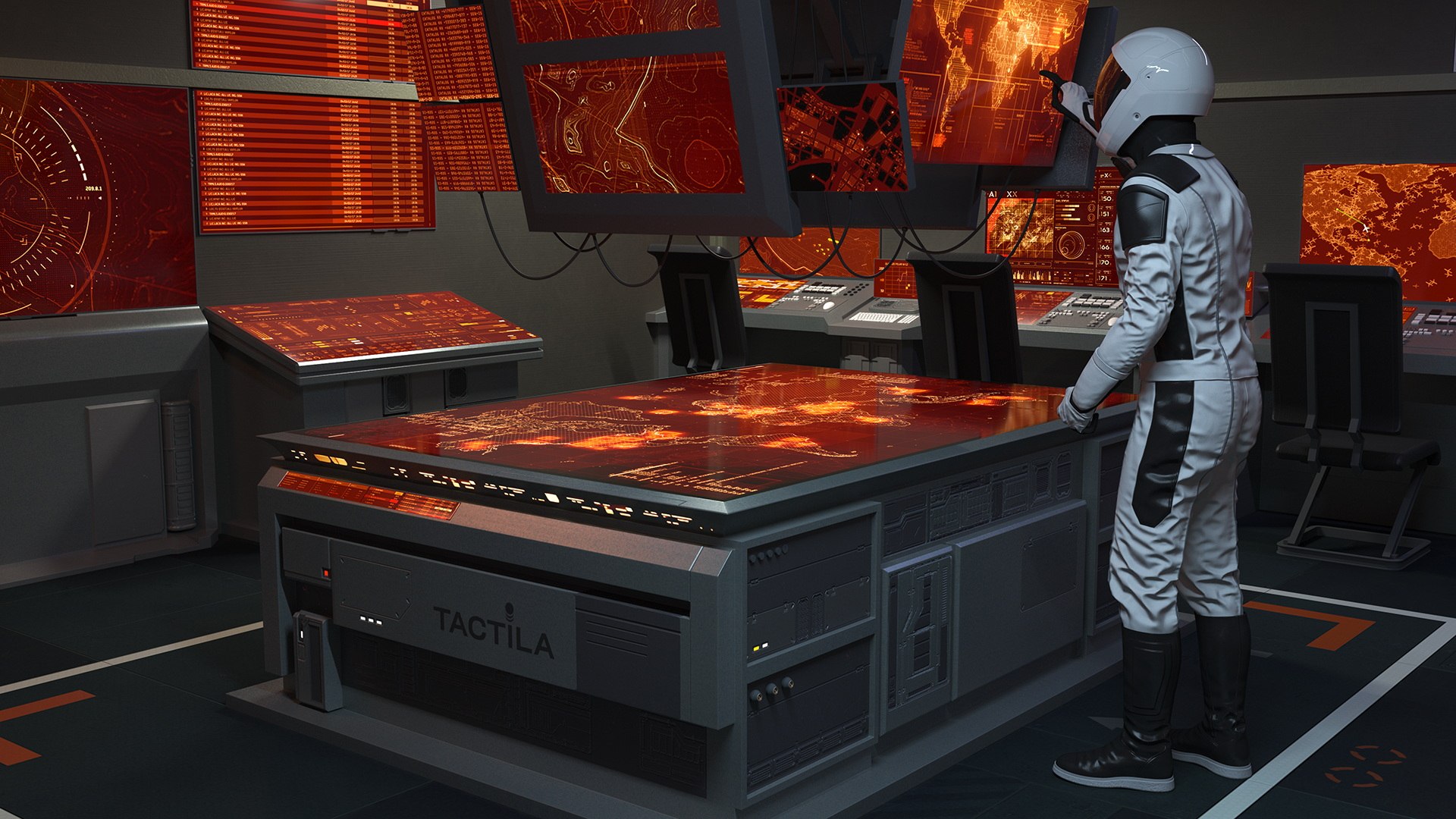 3D Command Room With Operators Red - TurboSquid 2258832