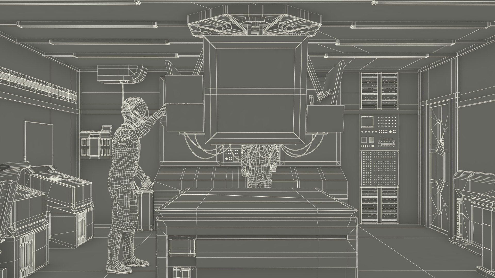 3D Command Room With Operators Red - TurboSquid 2258832