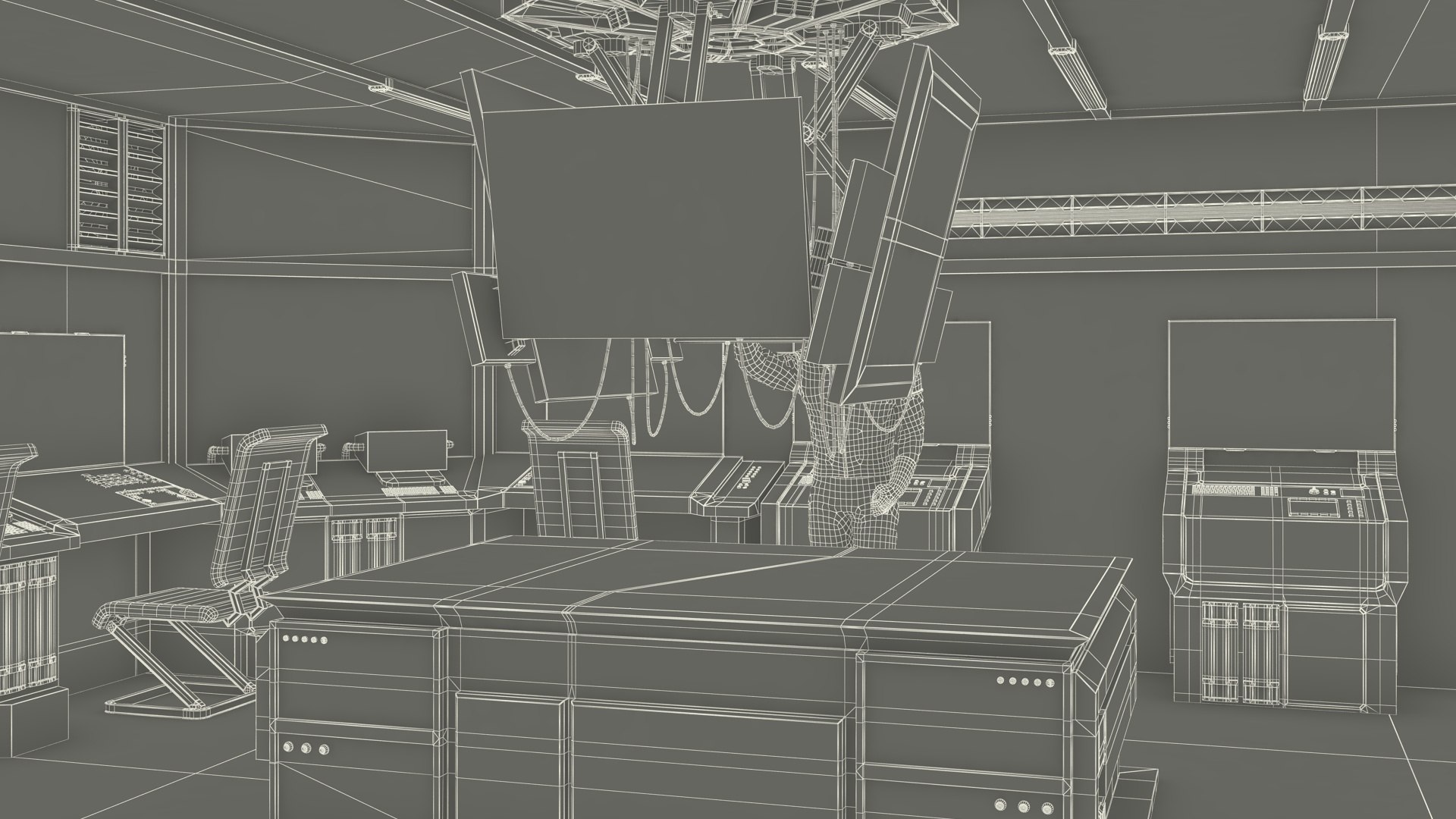 3D Command Room With Operators Red - TurboSquid 2258832