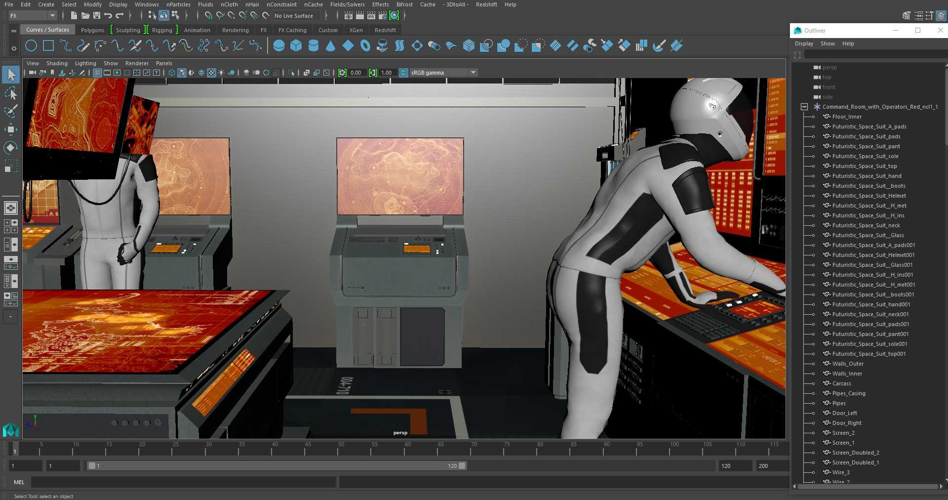 3D Command Room With Operators Red - TurboSquid 2258832