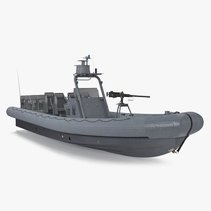Military Inflatable Boat RHIB with Mounted Machine Gun