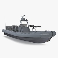 Military Inflatable Boat RHIB with Mounted Machine Gun