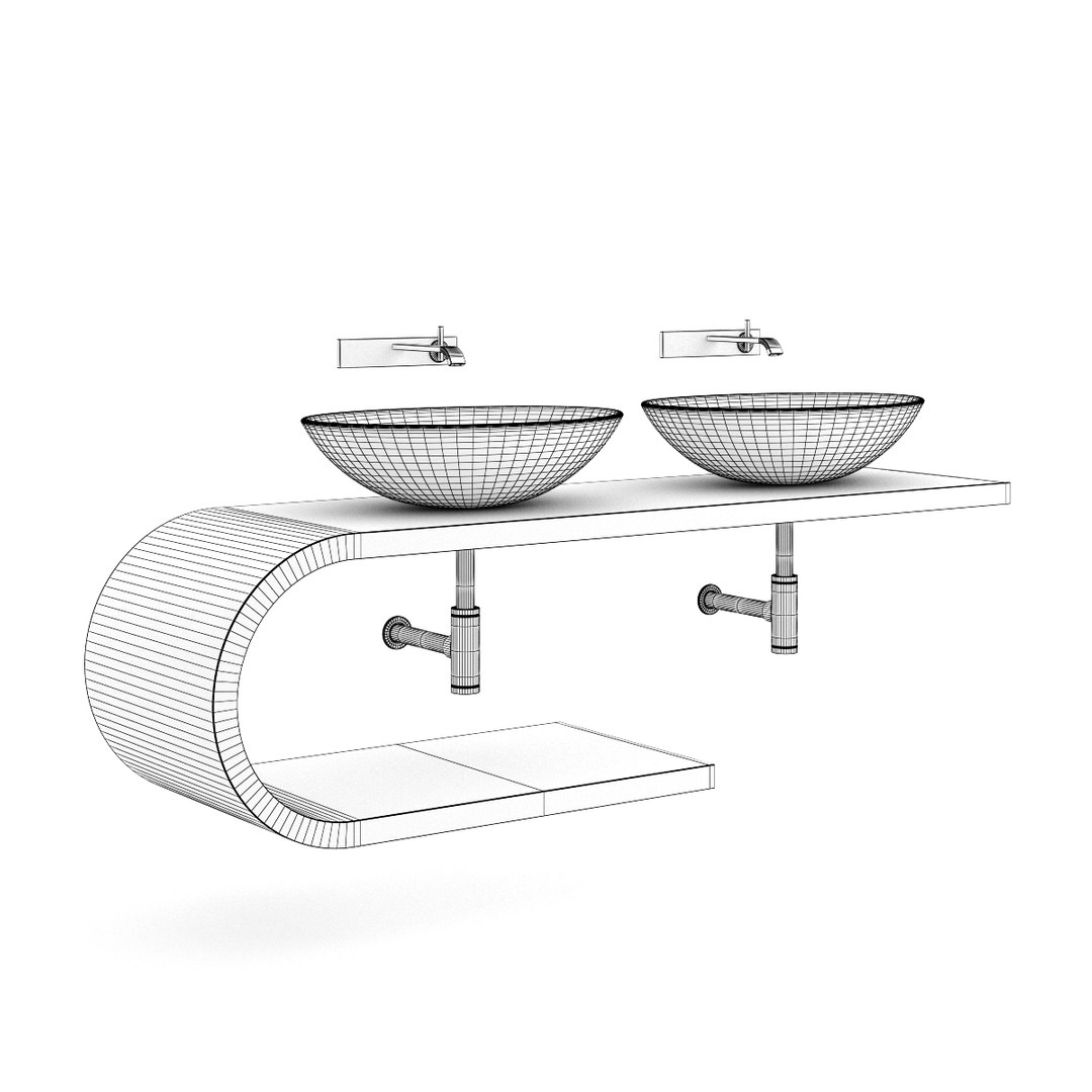 3d model double bathroom sink