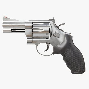 3D Small Revolver 06 Silver Generic All PBR Unity UE Textures