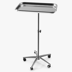 Medical Adjustable Tray Table Metallic