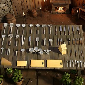 Kitchen Tool - 50 Realistic Kitchen Asset Pack Low poly Utensil - Cooking Props model