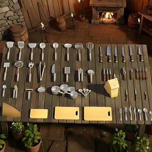 Kitchen Tool - 50 Realistic Kitchen Asset Pack Low poly Utensil - Cooking Props
