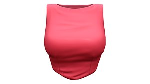 3D Red Boat Neck Sleeveless Tucked in Top