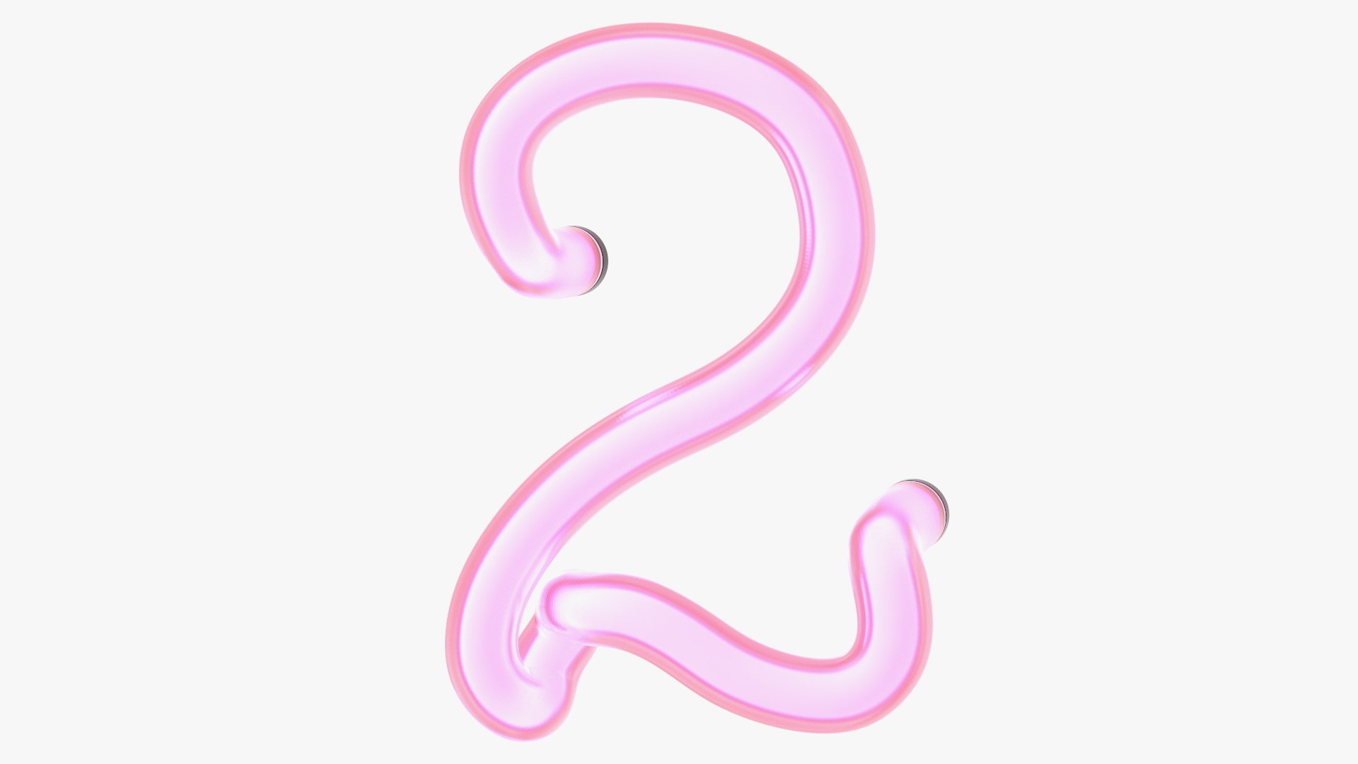 Glowing Neon Tube Light Digit 2 3D model preview