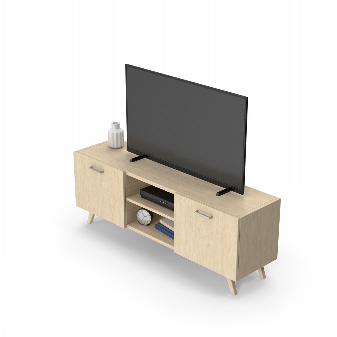Wooden TV Stand Set Model - TurboSquid 2056288