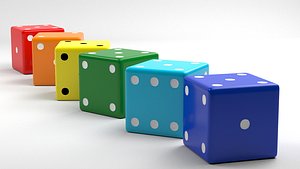 Colorful dice with shallow dots
